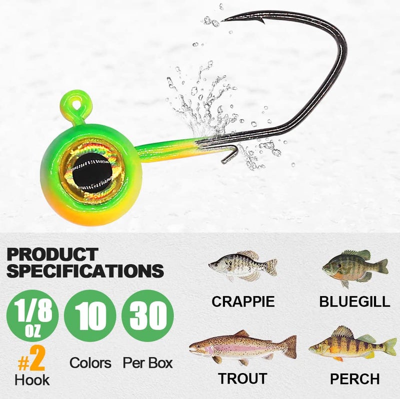 XFISHMAN Crappie Jig Heads Kit With Underspin Spinner Blade, Lures and Jigs for Fishing - 30 & 50 Pack, 1/8, 1/16, 1/32 oz - Image 2